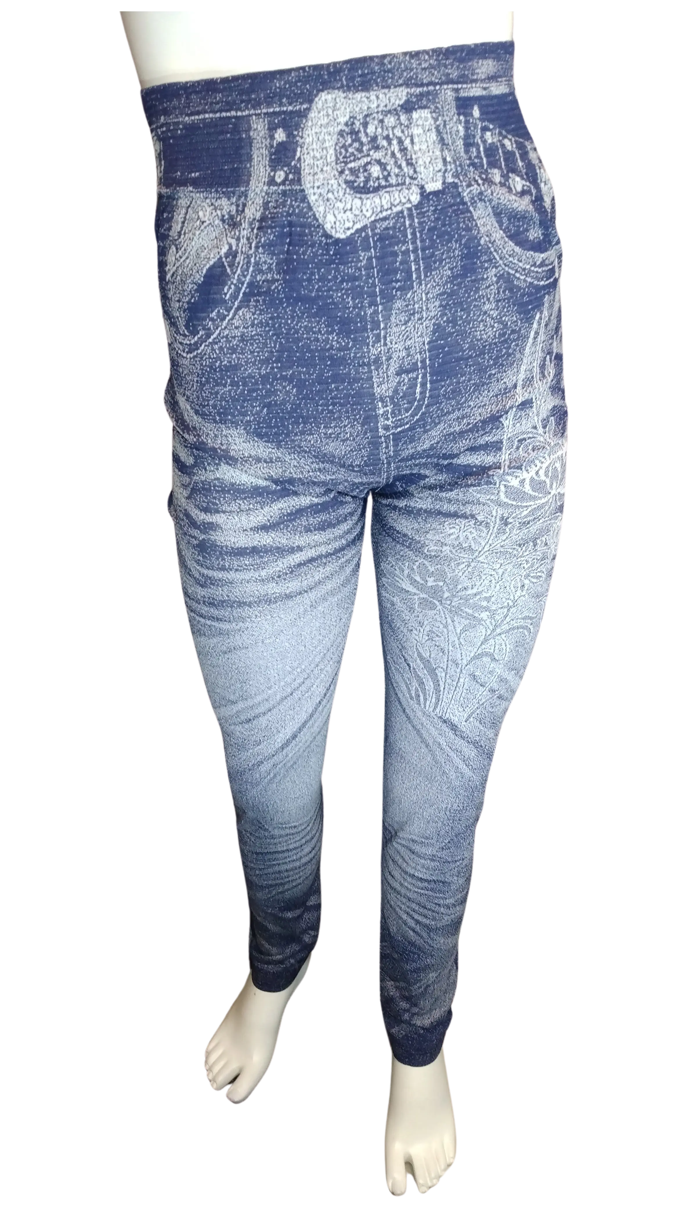 Chuns Girls’ Blue/White Flower Leggings, OSFA