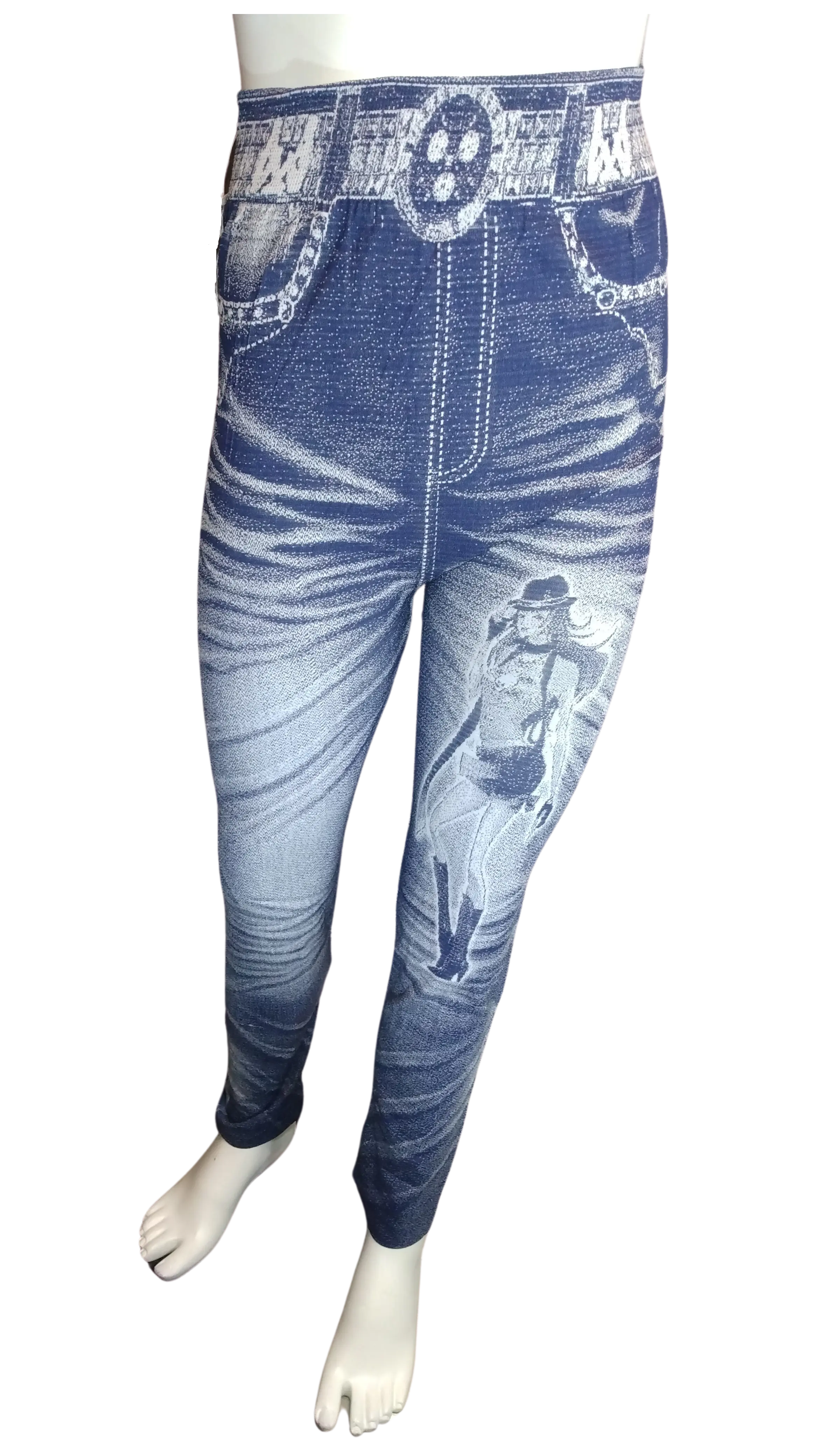 Chuns Girls’ Blue/White Girl with Hat/Boots Leggings, OSFA