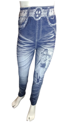 Chuns Girls’ Blue/White Girl with Hat/Boots Leggings, OSFA
