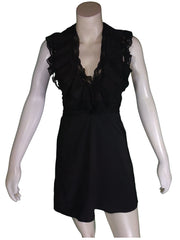 Minuet Girls’ Black Sleeveless Dress with Yoke Collar, Size Small