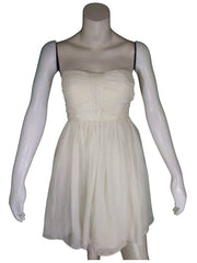 Minuet Women’s Cream/Metallic Gathered Sheer Dress, Size Small