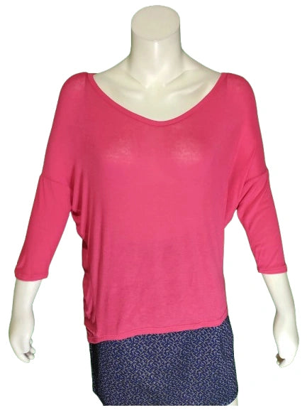 Achro Red Semi-Sheer Batwing Top – Small Size Girls’ Long Sleeve Rayon Blend Shirt