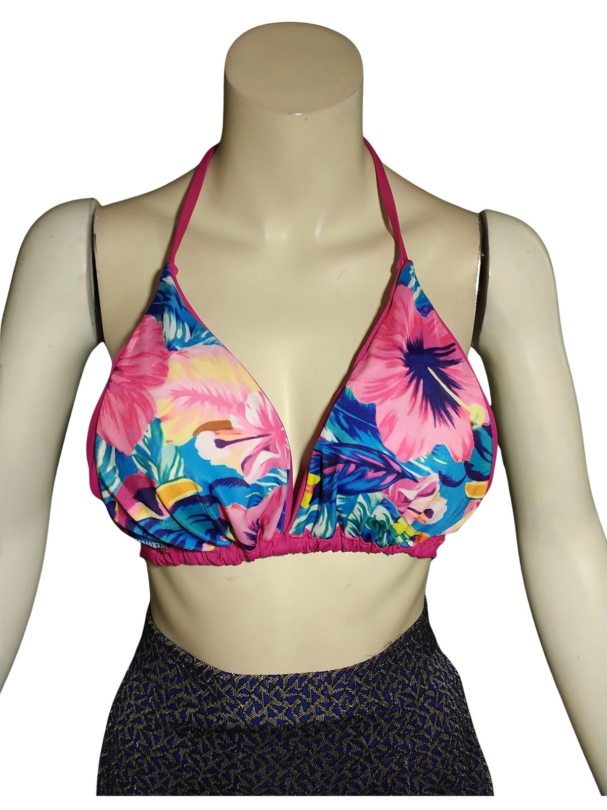 Diva General Collection Pink & Multi-Flower Padded Bra – Small Size, Soft Nylon-Spandex Blend