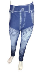Chun’s Girls’ Blue/White Daisy Leggings, OSFA
