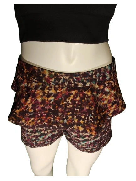girls tiered skort brown multi paint spill