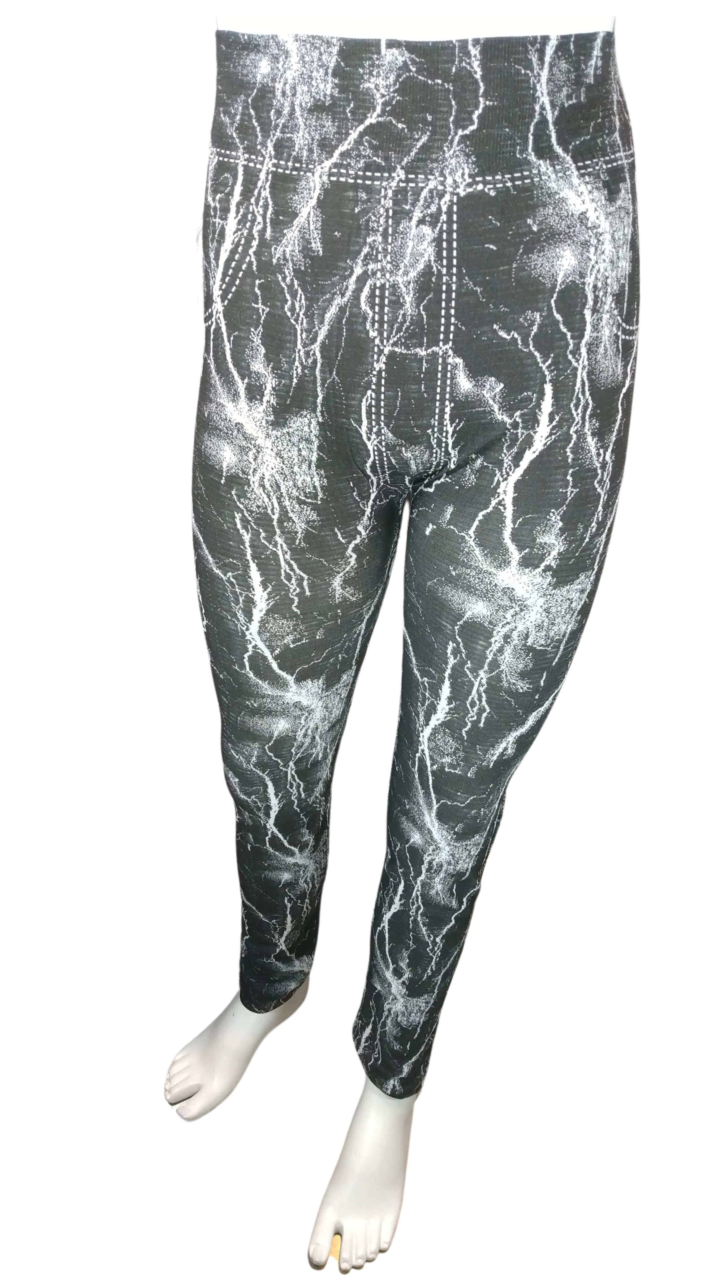 Chun’s Girls’ Black/White Lightning Leggings, OSFA
