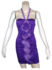 Minuet Women’s Purple Halter Dress with Flower, Size Small