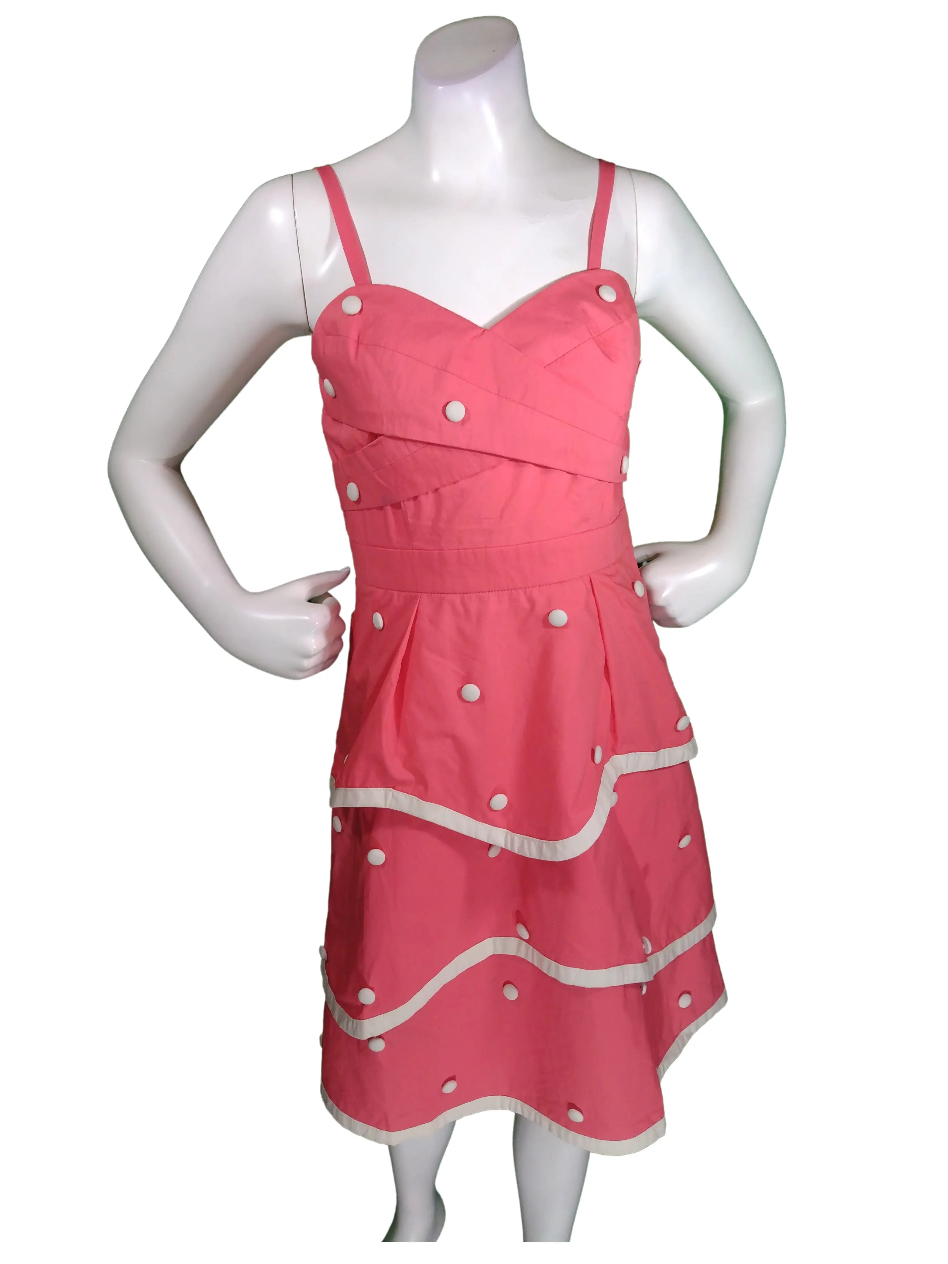 Minuet Girls’ Pink Sundress with White Buttons (Minor Ink Stains), Size Small
