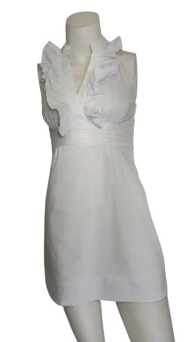 Minuet Women’s White Halter Dress with Ruffles, Size Small