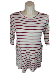 Emerald Women’s Tan/Raspberry Stripe Top, Size 1X