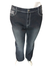 Faded Glory Women’s Black Jeans with Ribbon Trim, Size 24W