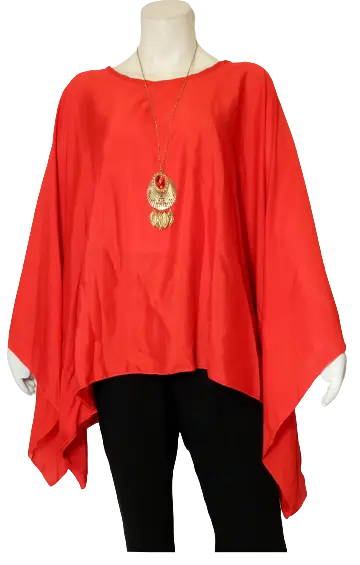 Blush Women’s Red Blouse with Necklace, Size 1X