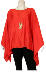 Blush Women’s Red Blouse with Necklace, Size 1X