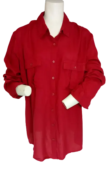 Faded Glory Women’s Dark Red Long Sleeve Shirt, Size XXL (20)