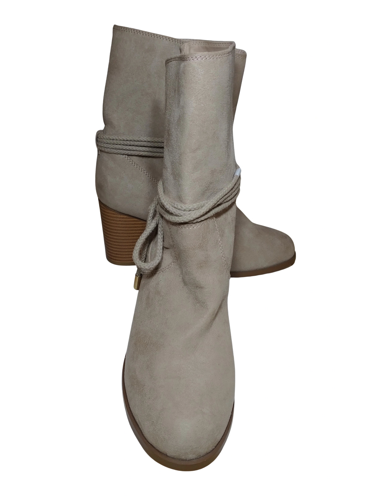 Simply Styled Light Brown Ankle Tie High Heel Boots – Elegant Size 8 Footwear