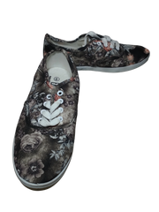 Easy Women's Grey Multicolor Flower Sneakers – Comfortable, Stylish, Everyday Wear, Size 6