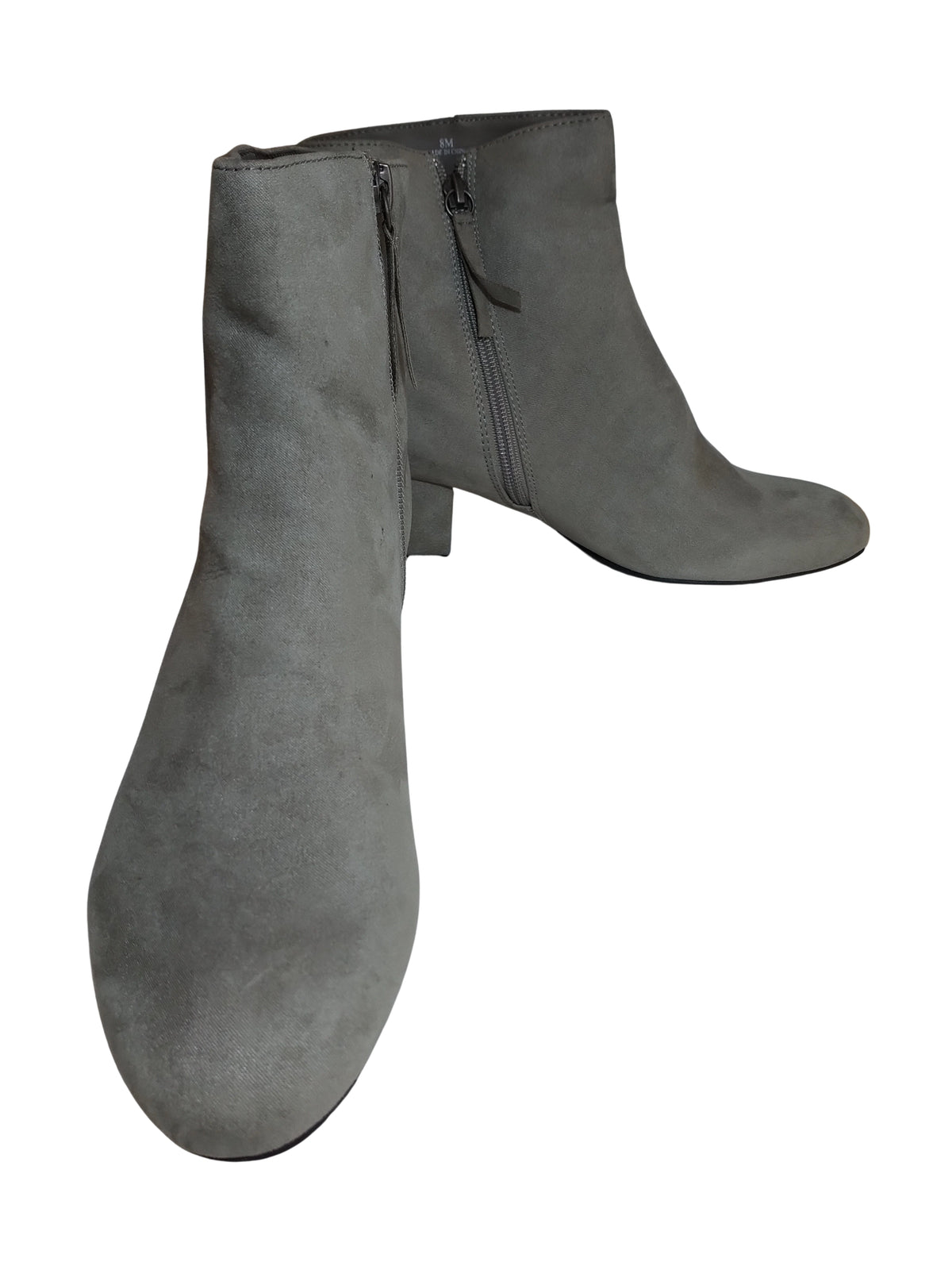 Simply Styled Women's Grey High Heel Side Zip Boot – Sleek & Versatile, Size 8