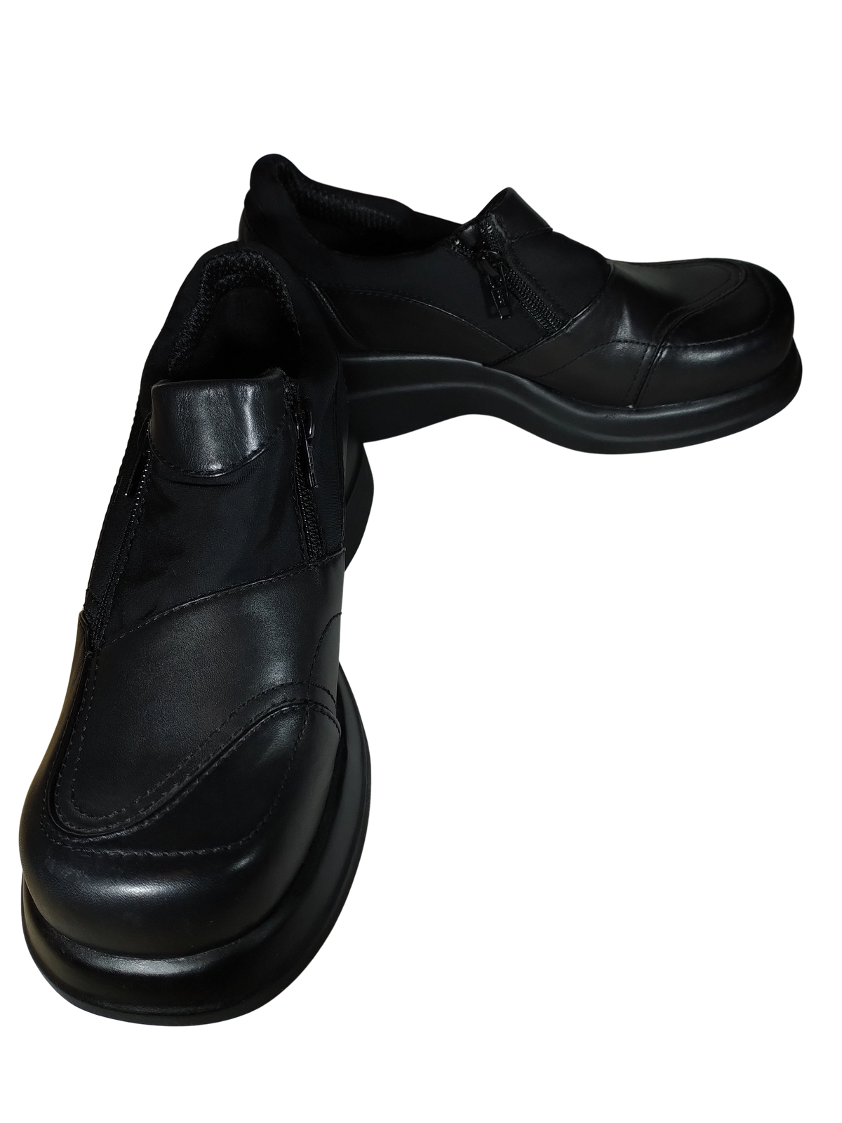 MIA Women's Black Square Toe Wedge Shoe with Zippers – Chic & Comfortable, Size 4.5M