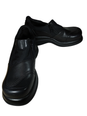 MIA Women's Black Square Toe Wedge Shoe with Zippers – Chic & Comfortable, Size 4.5M