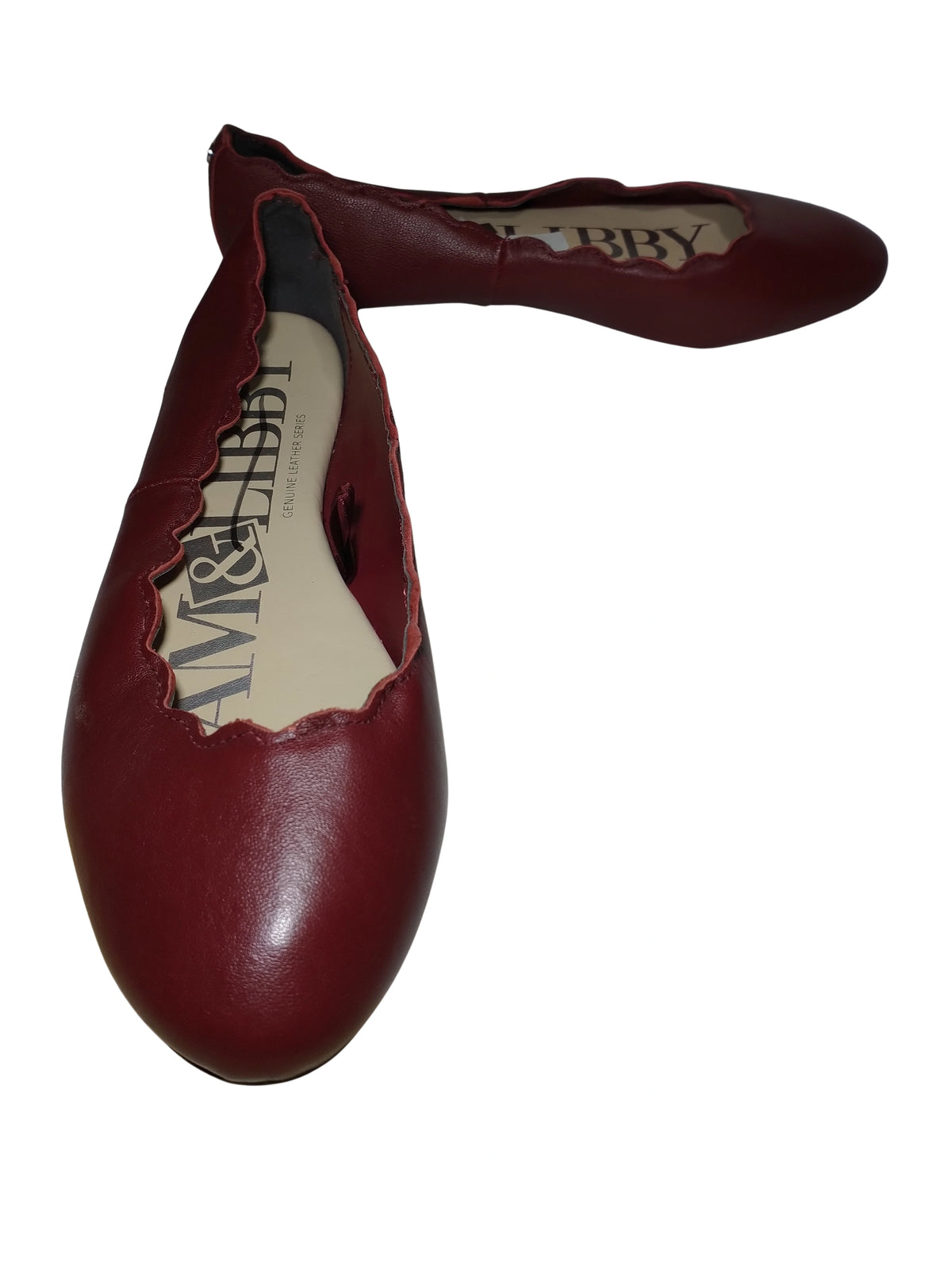 Sam & Libby Red Leather Scallop Edge Flat - Women's Size 6.5 | Chic & Comfortable Flats
