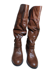 Tall Brown Faux Leather Boots