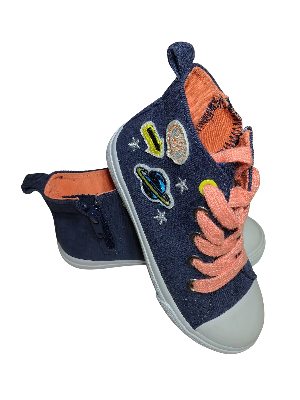 Cat & Jack Navy Planet Sneakers with Side Zipper | Kids’ Size 9 | Stylish & Easy-Wear