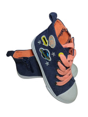 Cat & Jack Navy Planet Sneakers with Side Zipper | Kids’ Size 9 | Stylish & Easy-Wear