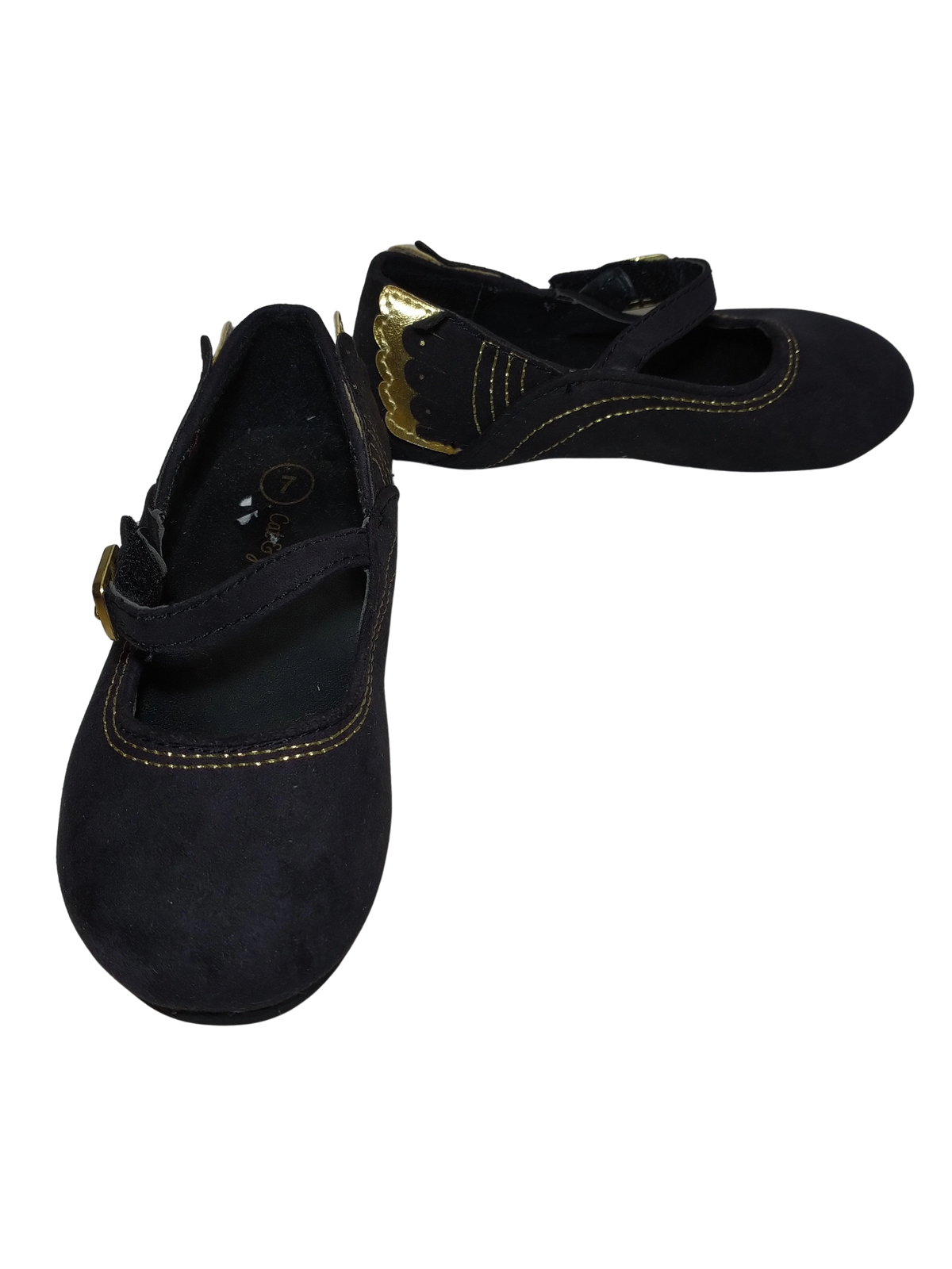 Cat & Jack Black Suede Winged Shoes | Kids Size 7 | Stylish & Comfortable