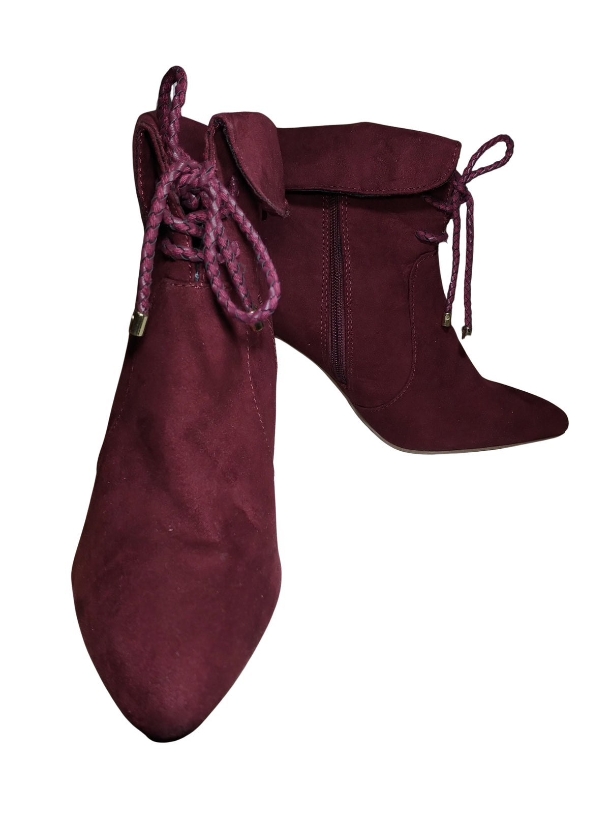 Dolcetta Maroon Suede High Heel Boots with Side Zipper | Women’s Size 8.5 | Stylish & Sophisticated