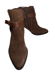 Metaphor Brown Suede Ankle Boots with Side Zipper | Women’s Size 8 | Stylish & Versatile