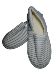 Diva Cream & Gray Striped Slippers