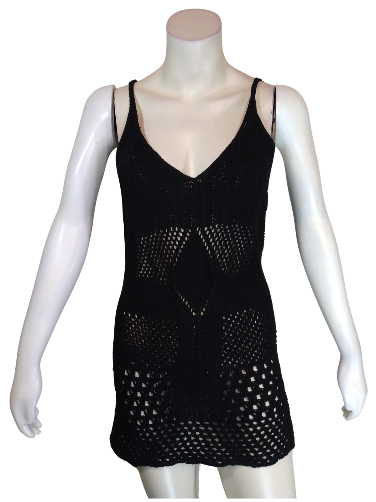 Call Me Eden Black Crochet Sheer Dress Women Medium