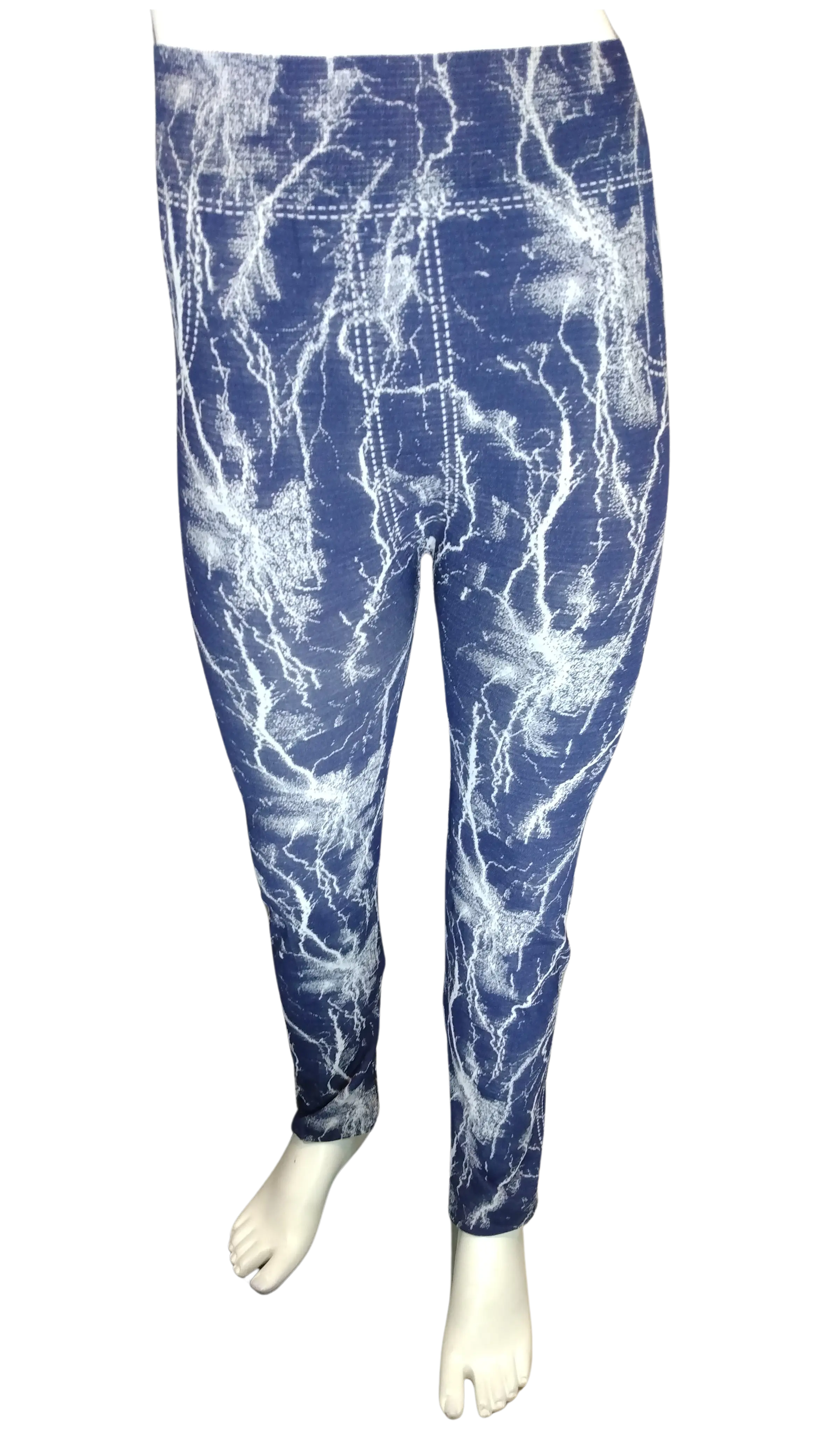 Chun’s Blue/White Lightning Leggings for Girls OSFA