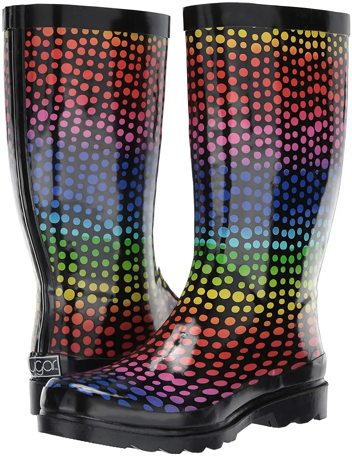 Rain Raffle Sugar Women's Raffle Rainbow Dot Printed Rain Boot – Asian Mall USA