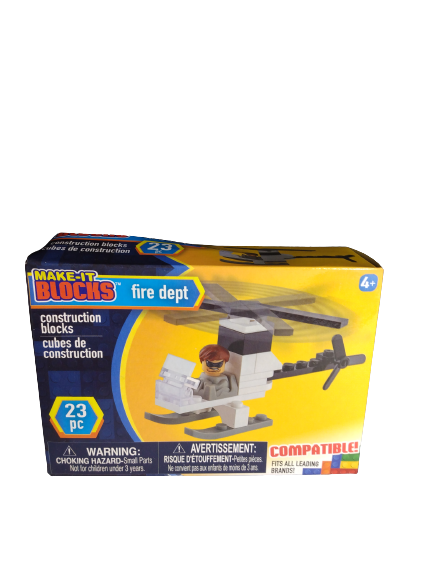 Make it Blocks Fire Department Helicopter 23 piece set (box is slightly crushed)
