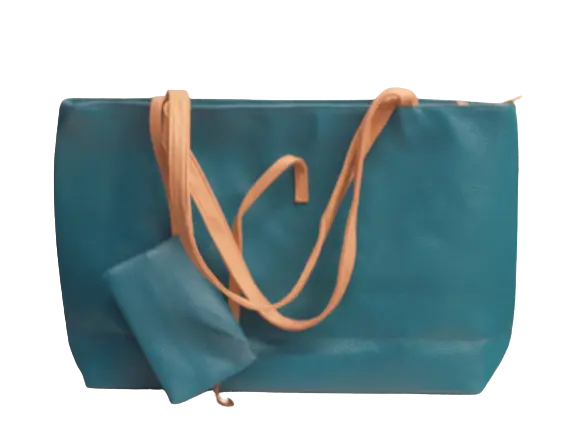Turquoise Bag and Wallet Set - Unlined