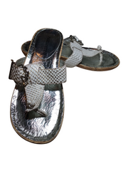 Naturezza Silver & White Snakeskin Pattern Sandals with Decorative Buckle