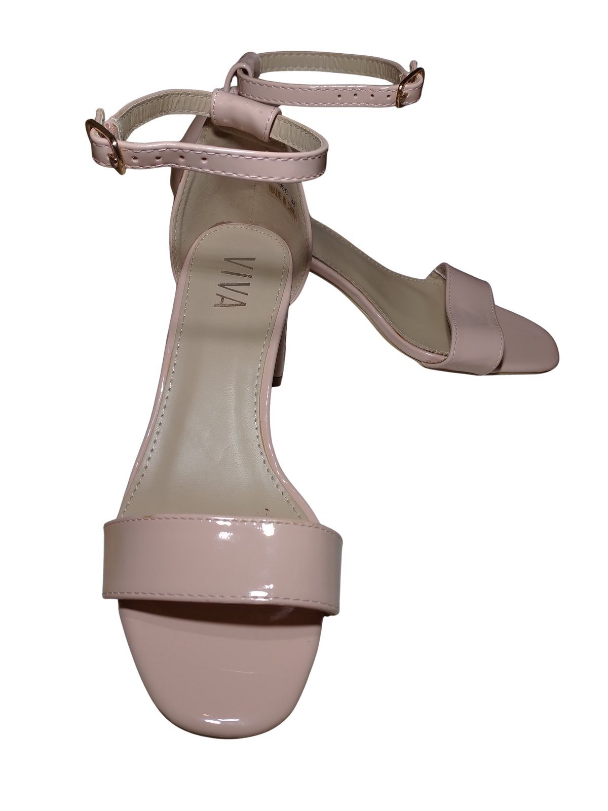 Viva Light Pink & Cream Patent Wedge Heels with Buckle
