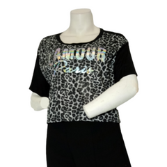 Black/Gray Love J Leopard Top