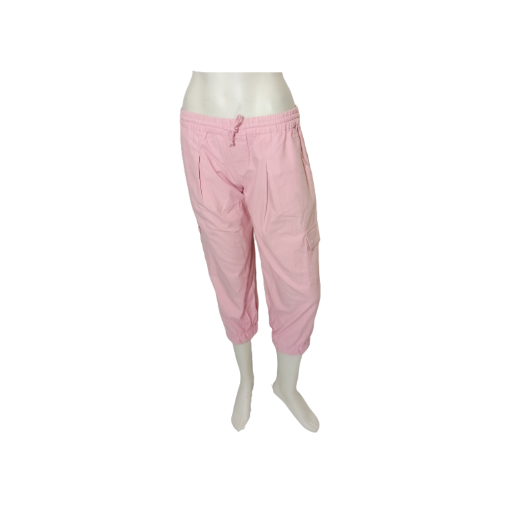 36 Point 5 pink elastic drawstring waist gathered capris w/pockets