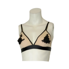 Emory Park Tan & White Check Pattern Spaghetti Strap Open Back Bralette