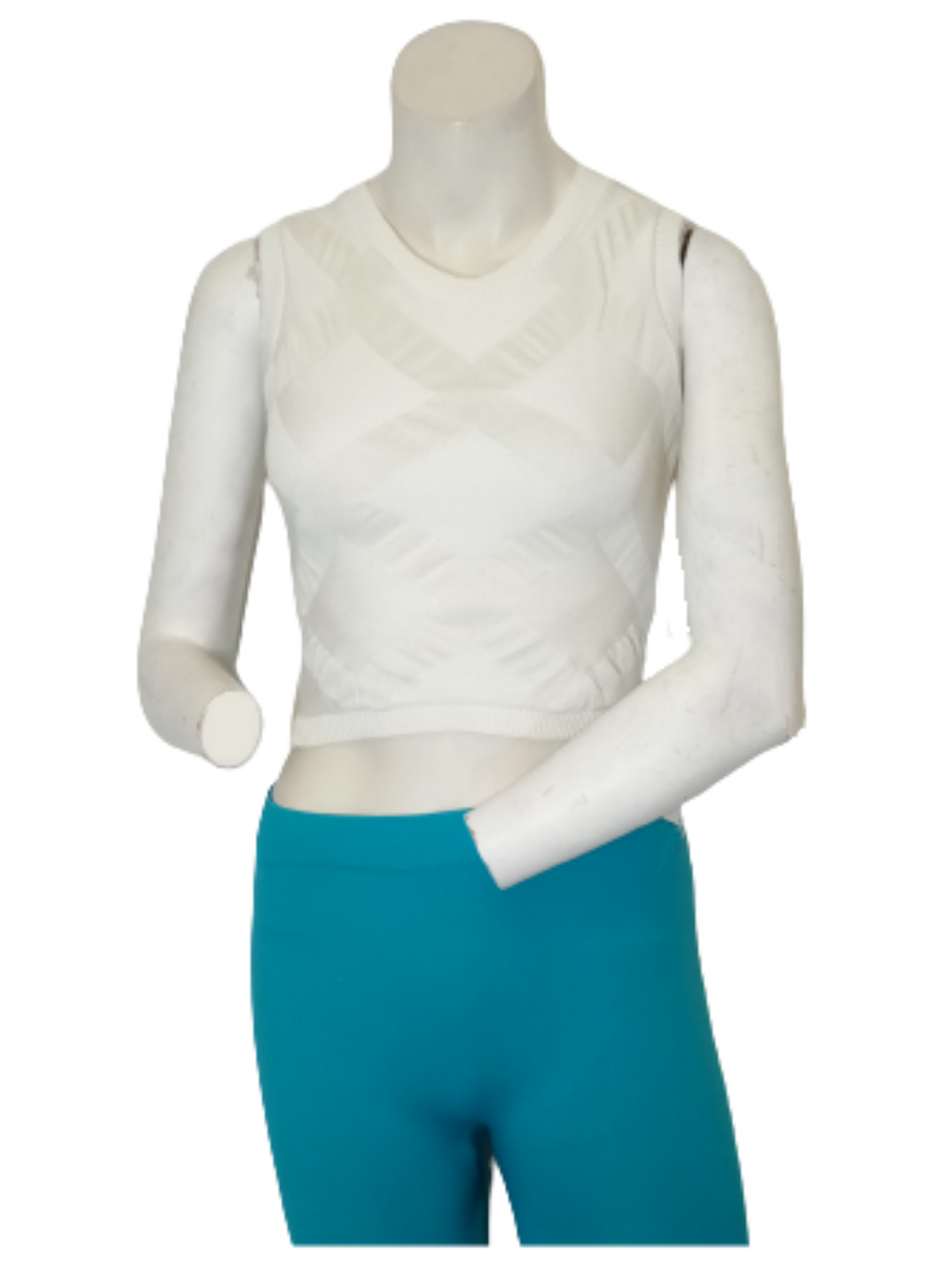White Sleeveless Crop Vest