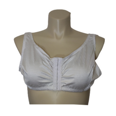 Dream Products White Chevron Zig Zag Pattern Silky Front Clasp Bra