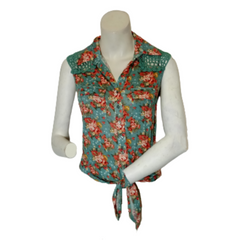 Bella D Sleeveless Aqua Blouse