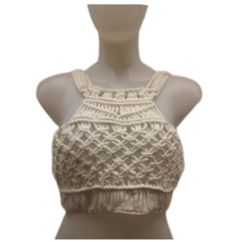 Milau Cream Woven Crop Top