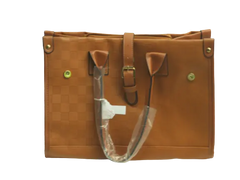 Women Brown Pleather Check Pattern Handbag