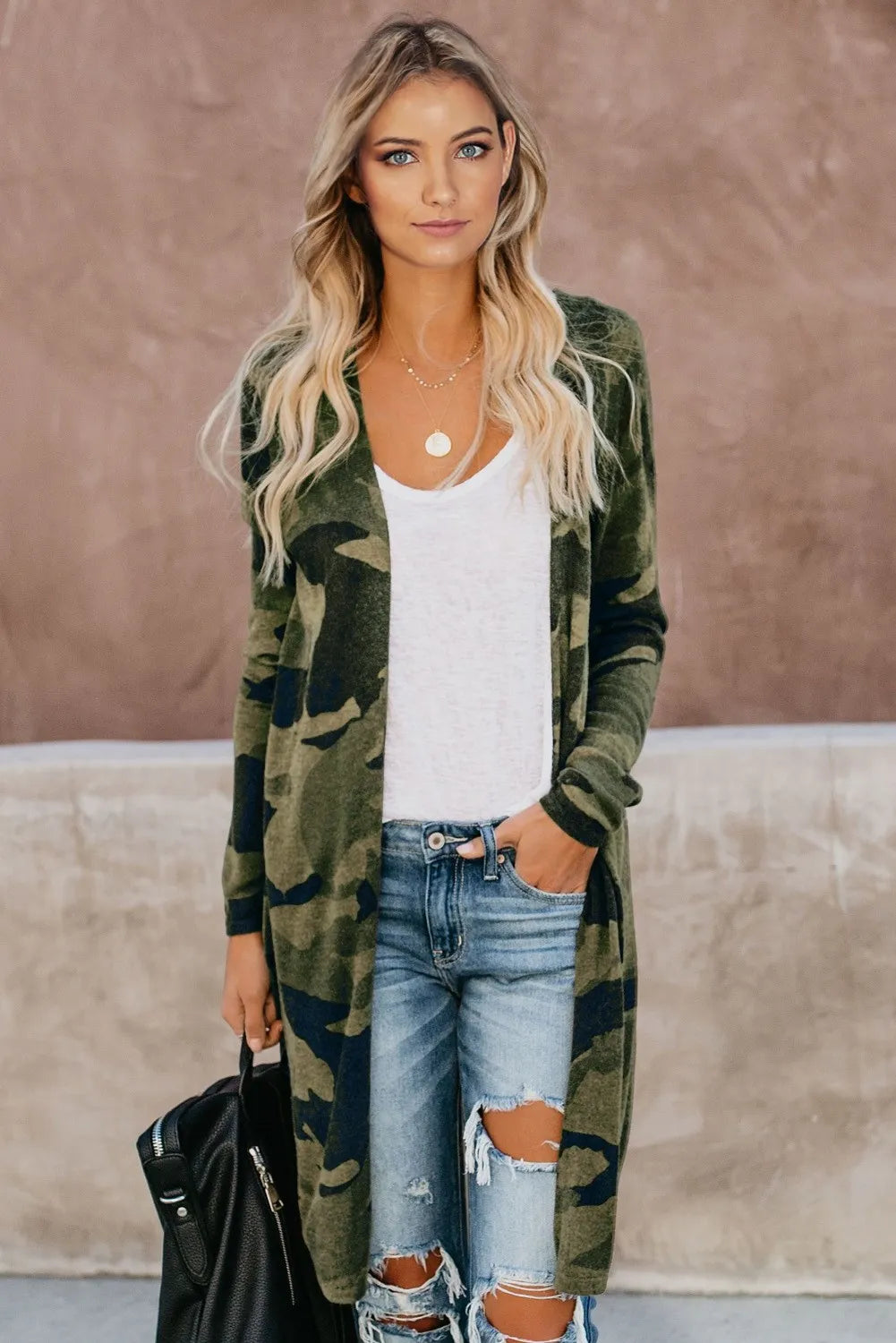 NXH Green Camo Open Cardigan