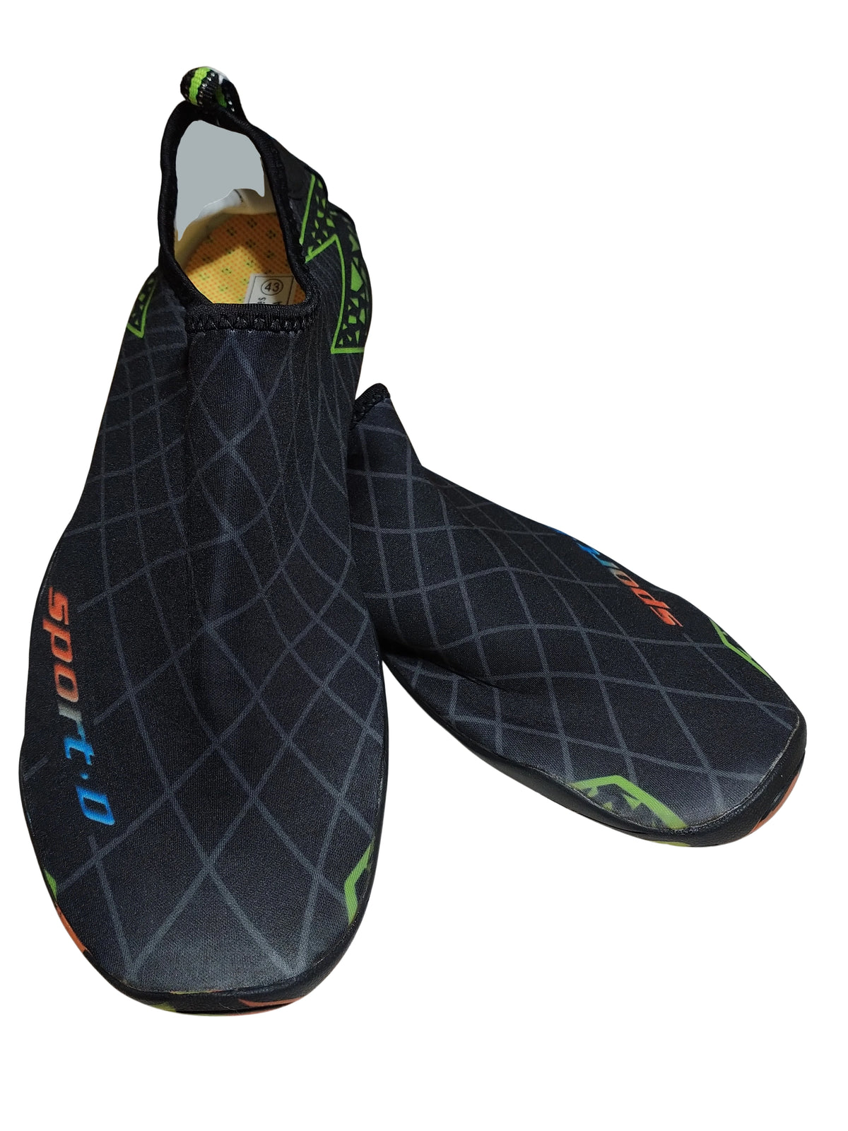 Sport-D Black & Grey Grid Water Shoes | Unisex Size 43 | Lightweight & Quick-Drying