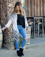 Tickled Teal Sand Cheetah Lightweight Pocket Open Cardigan