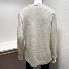 Salon Studio Cream Sparkly Sequined Ribbed Edge Sweater